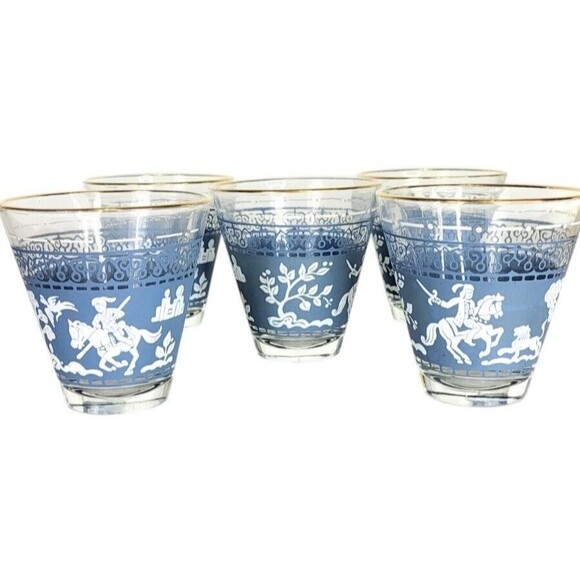 VTG Hazel Atlas Arabian Knights Jasperware Shot Glass Set Of 5 Whiskey Lowball - Picture 11 of 12